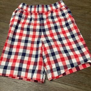 Boy, size 7, red white blue plaid shorts